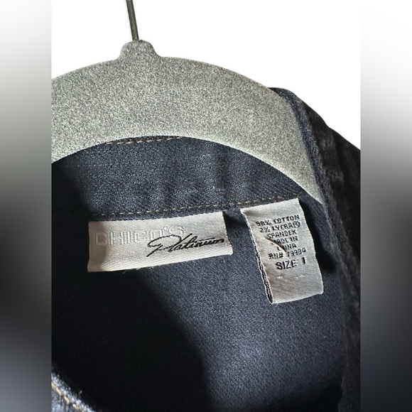 Chicos Platinum Denim Jean Jacket Rhinestone Embellished Size 1 (M) - Picture 5 of 9